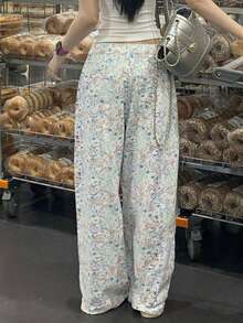 Women's Loose High Waist Casual Graffiti Cartoon Print Dragging Jeans - White - View 11