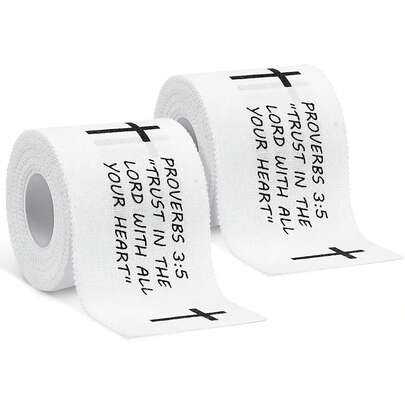 2 Pcs Christian Athletic Cross Tape, Jesus Tape Cotton Wrap 2in X 23ft, Sports Wrist Wrap (Proverbs 3:5)