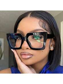Y2K  Versatile Fashion Glasses, Ultra-Light Simple Retro Classic Design, Suitable For Parties, Shopping, Daily Casual Wear, Great Gift Choice - 黑框白平 - 查看 7