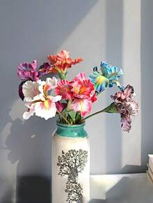 3 buc flori de iris cu o singură tulpină de 45 cm cu muguri, pictură în ulei vintage realistă, model unic, culori bogate, decor pentru casă, potrivite pentru vaze, pervazuri, nunți, petreceri, Ziua Recunoștinței, Ziua Îndrăgostiților, absolviri, material plastic, fără sursă de alimentare, fără baterii incluse - Multicolor - Vizualizare 10