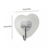 1-20个装强力透明粘性墙钩 - 心形休闲风格，安装简便，无需钻孔，适用于厨房、浴室、卧室、车库等场所的墙面或其他光滑表面。可收纳电线、包袋、置物架、杂物、灯具、电源插座、衣物和手提包。壁挂式收纳架、浴室收纳架、实用塑料挂钩、收纳挂钩、浴室装饰、家居用品、家居装饰。 - 無色 - 查看 4