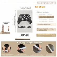1 件帆布墙饰、带框墙饰、游戏玩家墙饰、男孩卧室装饰、现代黑白艺术、游戏室装饰、房间装饰、宿舍装饰、卧室装饰、家居装饰、海报、波西米亚风格装饰 - 彩色 - 查看 34