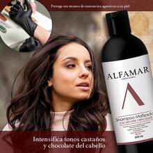 Shampoo Matizador Cacao Luxe Sin Sal Alfamar para Cabello Chocolate y Castaño, Intensifica el Color, Aporta Brillo y Suavidad, Uso Profesional con Guantes Incluidos - Champú - Ver 6