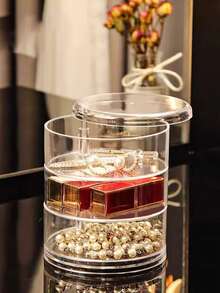 This Multi-Layer Rotating Jewelry Organizer (3/4/5 Tiers) Is Suitable For Storing Earrings, Rings, Necklaces, Bracelets, Lipsticks, Watches, Nail Accessories, Pendants, And Hair Clips. - Clear - View 6