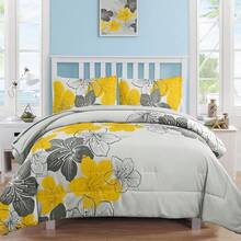 Yellow Comforter Set King Size, 7 Pieces Bed In A Bag Yellow Floral Comforter And Sheet Set, Soft Microfiber Grey Complete Bedding Sets For All Seasons Home Decor Room Decor Bedroom Decor Bed Comforter Set Mothers Day Gift Wedding Decorations. - Vàng1 - Xem 13