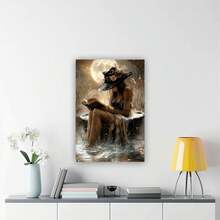 1 Pieza de Pintura Decorativa enmarcada [2D Plana] Bruja Gótica Bajo la Luz de la Luna Arte de Pared en Lienzo - Elegante Bruja con Sombrero de Flores - Decoración de Marco Listo para Colgar, Adecuado para Sala de Estar, Oficina, Cumpleaños, Día de la Madre, Halloween - Regalo de Decoración de Hogar Sospechoso, Adecuado para Mujeres, Mamás, Amantes de los Libros - Decoración de Bruja Clásica Moderna, Obra de Arte Misteriosa, Ilustraciones Detalladas, Regalo para Amantes de los Libros Listo para Colgar sin Instalación - perfecto para cualquier habitación. Elija entreúltiples tamaños para añadir un toque alegre a su sala de estar, dormitorio, baño, estudio, pasillo o oficina. - Multicolor - Ver 10