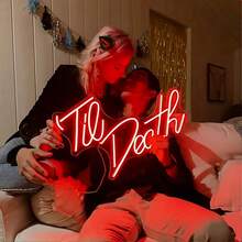 1pc "Till Death Do Us Part" Neon Light, USB Neon Light For Wedding, Customized Neon Light, Home Neon Light, Bedroom Decor Lighting, Valentine's Day Gift
