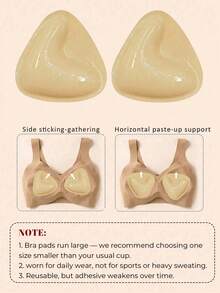 2pcs Breathable Self-Adhesive Triangle Bra Pads, Swimsuit Bra Inserts - Apricot - View 9
