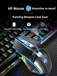 Lenovo HP M270 Wired Gaming Mouse With Four-Color Cool Lighting Effects, Weighted Design, Suitable For Laptops And Desktops, Mechanical, Macro, Silent Operation