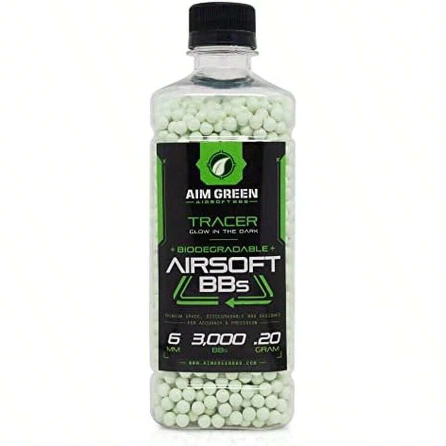 Balines Airsoft Aim Green Tracer Biodegradables, Balines que brillan en la oscuridad, 3,000 unidades, 0.20 gramos - / - Ver 1