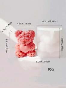 1个玫瑰花和泰迪熊硅胶蜡烛模具 DIY玫瑰花和泰迪熊香氛石膏扩香石家居装饰硅胶模具 - 白色 - 查看 2