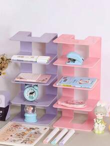 Multifunctional Desktop Organizer Rack, Transparent Desktop Book Storage Rack, Unisex, Adjustable & Stackable, Home/Office/Dorm Desk Storage Accessory, File Holder - Multicolor - View 12