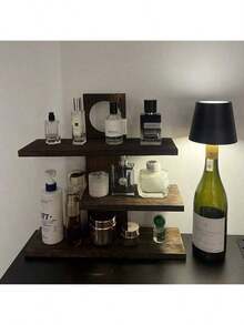 3-Tier Wooden Display Rack, Suitable For Perfume Storage & Display, Doll Display, Applicable For Holiday Beach, Bathroom, Bedroom, Large Capacity - Wood Color - View 17