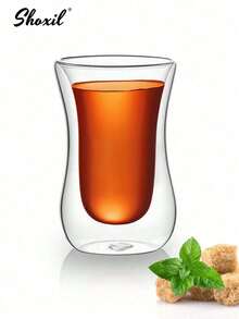 shoxil 1个双层隔热玻璃杯，土耳其茶杯，细腰玻璃杯，咖啡杯，玻璃杯，茶杯，保温，适合居家、招待客人、宰牲节、斋月及其他场合 - 杯子 - 查看 2