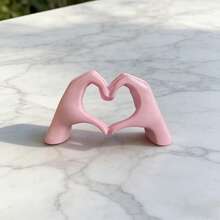 "1pc Pink Valentine's Day Heart Hand Gesture Ornament Creative Desktop Decor Heart-Shaped Handicraft Cute INS-Style Decorative Ornament For Bedroom Living Room" - Pink - View 2
