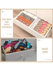 1pc/3pcs Set Solid Color Non-Woven Fabric Underwear, Socks Storage Box, Wardrobe Organizer For Bras, Socks, Ties, Scarves, Home Decor, Holiday Decoration, Bedroom Decor - White - View 8