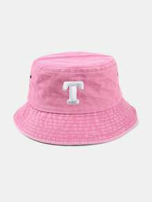 1pc Kids Heart & Letter Pattern Sun Hat, Casual Style With Adjustable Windproof Cord, Suitable For Outdoor, Beach, Sun Protection - Pink - View 31