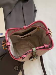 Printed Bucket Bag, Fashionable Handbag, Classic Tote Bag, 2025 New Design, Fashionable Shoulder & Crossbody Bag, Luxury Small Brand Tote Bag, Luxury Ladies Handbag, Brand Bag, Drawstring Shoulder Bag, High-Quality Personalized Ladies Bag, Rose Red, Burgundy, Lightweight Shoulder & Crossbody Bag , Bags Ladies Elegant - Hot Pink - View 7