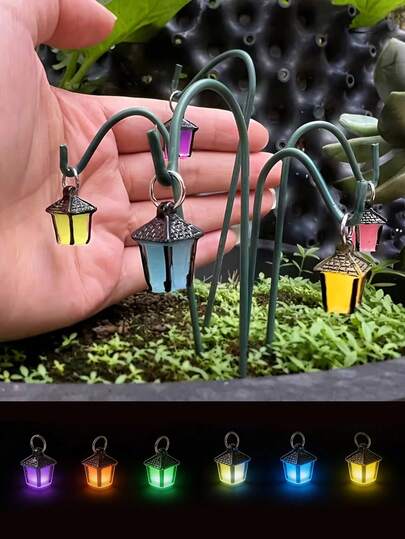 5/10个装夜光迷你灯笼 - 树脂雪树造型，现代建筑主题收藏品，迷你房屋配件，盆景迷你装饰，派对礼品，户外花园雕塑，仙境花园庭院装饰，家居装饰，户外装饰，花园装饰，无需用电