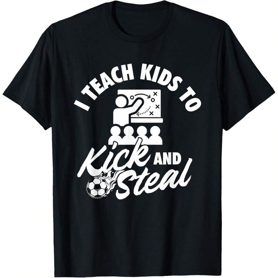 I Teach To Kick And Steal - Soccer Lover Soccer T-Shirt - 黑色 - 查看 1