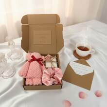 1 Set Valentine's Day Gift Box, Includes Ribbon Packaging, Suitable For Gifting To Women On Occasions Like New Year, Back To School, Valentine's Day, Birthday, Wedding, Party, Contains Preserved Flower, Handwritten Card, Handmade Soap, Teddy Bear Towel, Souvenir, Gift Box, Conveys Love And Affection. - Multicolor - View 6