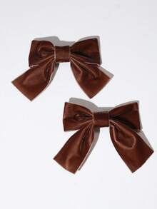 2个装女士丝绒蝴蝶结发夹，优雅可爱，日常佩戴、派对装扮、婚礼派对配饰，情人节礼物，蝴蝶结发夹，发卡，冬季女士配饰 - 黑色 - 查看 8