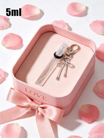 5ml Mini Perfume Atomizer Keychain, Portable Refillable Fragrance Spray Bottle With Bow Charm, Keychain Charm & Travel Fragrance Accessory, Ideal For Carrying Perfume/Cologne On-The-Go, Suitable For Women, Travelers, Gift Givers, Beauty Enthusiasts, Perfect For Travel Trips, Daily Outings, Office Use, Gift Exchanges (Birthdays/Anniversaries),Valentine's Day Gift