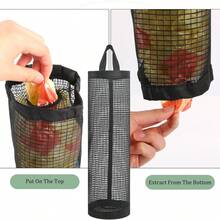 Plastic Bag Holder, Hanging Trash Can, Foldable Breathable Washable Mesh Garbage Bag Storage Bag, Suitable For Kitchen Home Organization (Random Color) - Multicolor - View 5