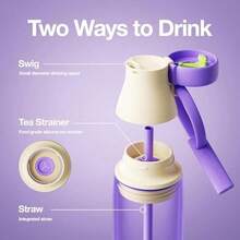 CHAKO LAB - Botella de agua de acero inoxidable con aislamiento térmico y dos correas, sin BPA, a prueba de fugas, botella de 50 ml con tapa de boquilla y pajita, pudín de leche - Queso Melón - Ver 5