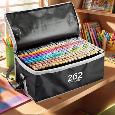 262/168/120 Colors Alcohol Markers Artist Drawing Art Markers Dual Tip Markers For Adult Coloring Painting Supplies Perfect For Gift Dual Tip Brush Markers, Brush And Fineliner Coloring Brush Pens Set