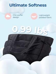 Bolso de tocador impermeable y ligero acolchado de moda para mujeres, con gran capacidad, organizador tipo tote con correa de hombro desmontable y cremallera, adecuado para el trabajo, viajes y gimnasio - Negro - Ver 4