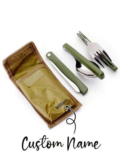 Set di posate multifunzionali in acciaio inossidabile per attività all'aperto - forchetta, cucchiaio e coltello pieghevoli per picnic, campeggio, escursioni e viaggi