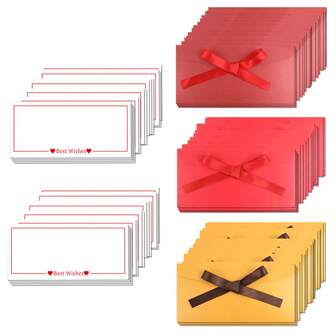 30pcs Vibrant Color Envelope Card Set, 30pcs Envelopes With Ribbons + 30pcs Cards, Elegant Style, Self-Seal Envelopes Suitable For Wedding, Thanksgiving, Birthday And Holiday Cards