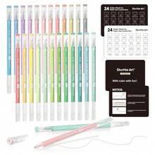 Shuttle Art Colored Pens, 24 Pastel Tone Colors Cute Journal Pens 0.6mm Fine Point Colored Gel Pens For Black Paper Adult Coloring Writing Drawing Journaling Note TaFKing Schoolsss Office Home - 24粉彩色 - 查看 1