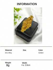 1 件时尚女士镀铜长戒指可调节指环新娘婚礼派对节日圣诞节感恩节礼物，中东、非洲、英国、美国、法国 - 金黃色 - 查看 19