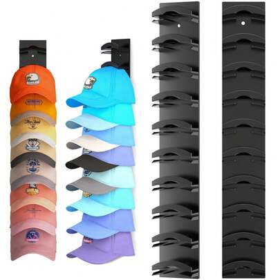 1pc Space-Saving Baseball Cap Holder - Strong Adhesive Wall-Mounted Multi-Functional Display & Storage Rack, Suitable For Door Or Wardrobe, Also Can Be Used As Jewelry Box, Travel Organizer, Hair Accessory Holder, Sunglasses & Eyeglasses Storage Rack