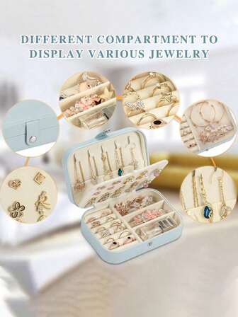 1 pieza Caja de almacenamiento de joyas de viaje multicapa, organizador de joyas de gran capacidad, caja de joyas de cuero PU impermeable, caja de almacenamiento de escritorio, soporte de joyas, estante de exhibición de collares de múltiples funciones, caja de anillos, caja de almacenamiento de perfumes, estante de joyas impermeable, caja de joyas desmontable, caja de almacenamiento de cosméticos, regalo para dama de honor, regalo de cumpleaños, regalo de graduación, decoración de boda, decoración de dormitorio, decoración de escritorio, regalo para ella, decoración de dormitorio