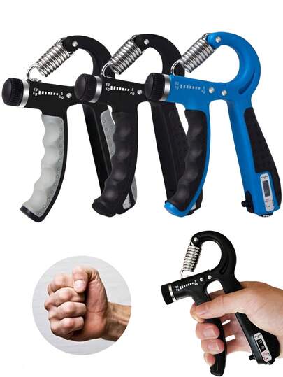 1pc Adjustable Hand Grip Strengthener With Digital Weight Display, Portable Forearm Resistance Trainer For Gym, Wrist And Arm Muscle Exercise, Essential For Fitness Training