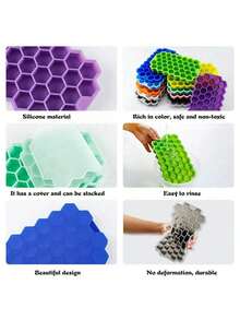 Ice Mold,Ice Cube Mold,Silicone Honeycomb Ice Tray With Cover Creative Stackable 37-Cell Ice Box Easy To Demould Ice Tray - Multicolor - View 4