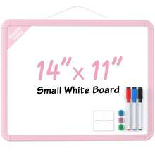 MaxGear Small Dry Erase Board For Wall, 14\X 11\ Double-Sided Whiteboard With 3 Dry Erase Markers, 3 Magnets, Portable White Board For Planning, Drawing, Memo, To Do List, Pink Frame - 粉色 - 查看 2