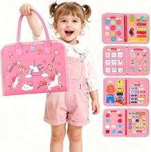 Educational Learning Toys-Felt Textures Offer Tactile Exploration, Making It Ideal For Interactive Learning And Parent-Child Bonding. Promote Sensory Development And Practical Skills, Multifunctional Educational Tool Features Creative Pasting. - 粉色 - 查看 12