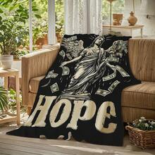 Dark Retro Contrast Cozy Flannel Throw Blanket Multifunctional Blanket Adaptation Couch Sofa Bed Office Nap Dorms Car Living Room Bedroom Picnic Travel Camping Chair Machine Washable Soft Warm Flannel Blanket Lightweight Portable Fluffy Throw Blanket Comfortable Flannel Blanket Black Bottom Raindrops With Wings, Classical Goddess Statue, Dollar Banknote, Hope, Match Fall Decor Autumn Decor Bedroom Decor Festival, Including Birthday Anniversaries New Year Gifts Thanksgiving Christmas Wedding, Ideal Gift Blanket, Send Her Him Friends, Family, Colleagues, Brothers, Sisters, Best Friend, Boyfriend, Girlfriend, Suitable For Suitable For Movie Fans Or Unique Decor, Daily Casual Blanket Cozy And Warm Blanket Four Seasons All Season Comfort Personality Holiday Gift - 彩色 - 查看 7