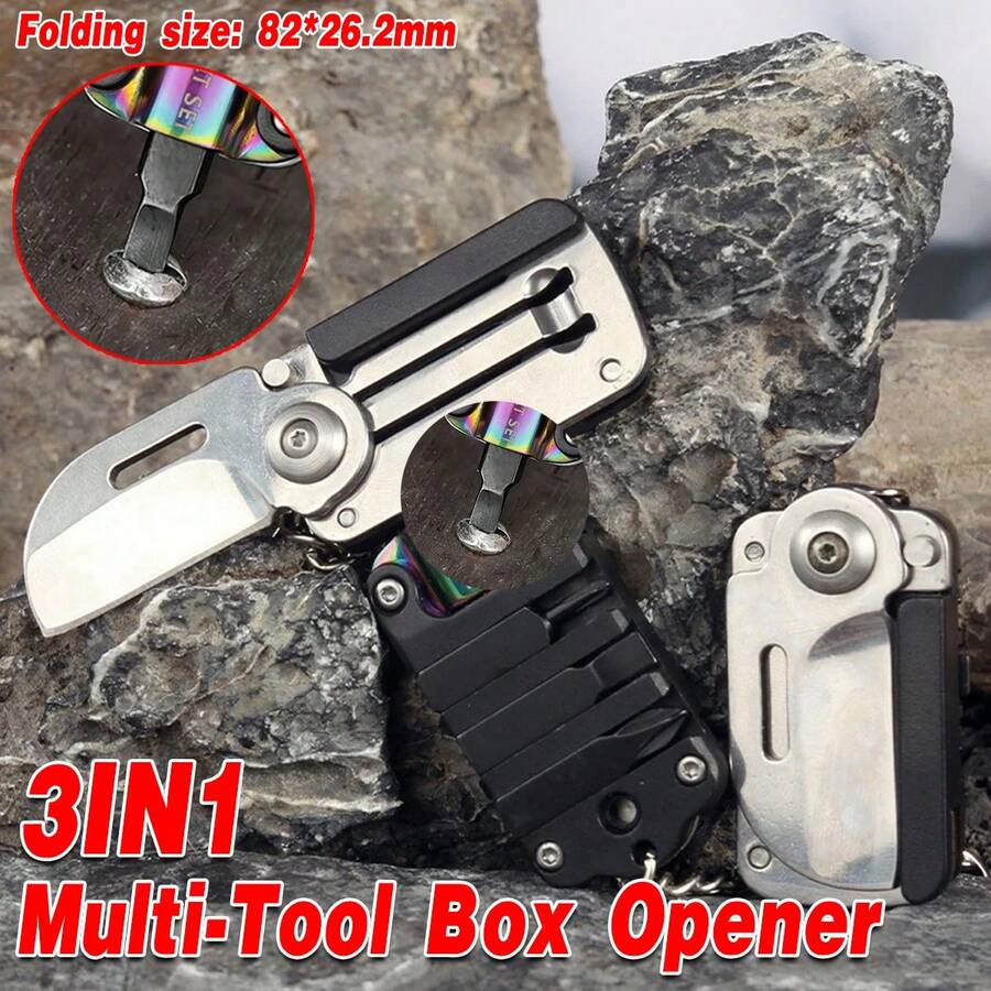 Aimall Dog Tag Knife, Multi-Functional Square Coin Knife, Bit Tool, Portable Combination Tool, Express Delivery Box Opener, EDC (Everyday Carry) - Colourful - View 1