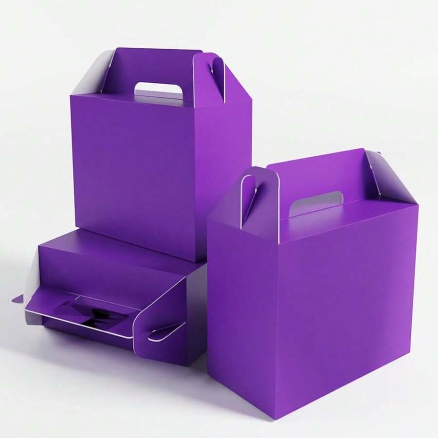 24Pack Purple Boxes,Party Favor Boxes Packs 7 X3.5x 6.6 Inches, Purple Gift Boxes With Handles, Favor B Oxes For Party, Ba By Shower, Birthday,Weddings And More.,1Count(Packof24),DarkPurple - 深紫色 - 查看 1