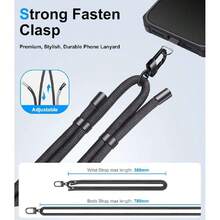 12 Pro Max And 13 Pro Max Case With Strap, Crossbody Cell Phone Strap For Women And Men, Card Holder, Sliding Camera Cover, Military Grade Drop Protection, 37517523 - 藍色 - 查看 5