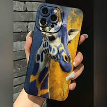 2026 nueva funda de teléfono esmerilada, diseño de estampado de jirafa para iPhone 17 14 13 12 11 Pro Max  Galaxy S23 S22 S21 S20 Ultra Plus protector de teléfono funda de pareja regalo para él y ella San Valentín cumpleaños regalo de Navidad - Azul Klein - Ver 3