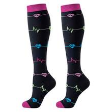 4 Pairs Electrocardiogram Design Compression Socks, Sports Socks For Men And Women, Fall