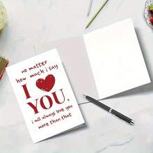 1 Romantic Heart Card With Envelope: "No Matter What I Say, I Will Love You Even More" - Perfect For Husbands, Wives, Boyfriends, Girlfriends, Birthdays, Anniversaries, Or Simply Because I Miss You - Red And Pink Design, 4.92" X 6.89" - Đỏ - Xem 4