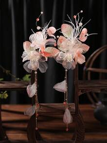 2pcs Pearl Tassel Bridal Hair Clip Hairpin Headpiece - 9806 - View 2