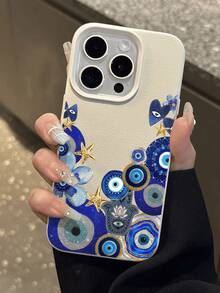 1个极简梦魇之眼图案荔枝纹理防摔防滑软手机壳，兼容苹果及其他手机，国际版，非国内版 - 彩色 - 查看 4